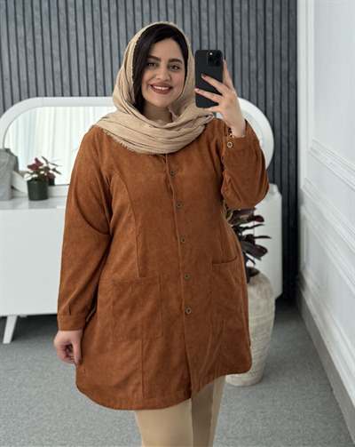 مانتو مخمل کبریتی دو جیب 1302