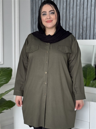 شومیز مانتویی شنل میله ای کد 1214