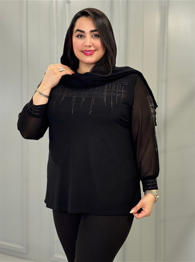 تونیک جودون آستین حریر طرح خطی کد 3133