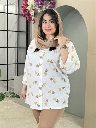شومیز مانتویی طرح قلبی کد 1457