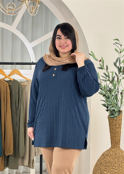 تونیک یقه گرد چاکدار کد 3159