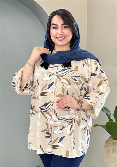 شومیز مانتویی لینن طرحدار کد 1450