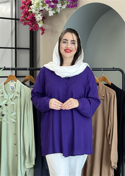شومیز یقه دار نخی گل بابونه کد 3184