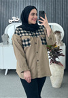 مانتو کتان خرجکار چهار خونه 9823