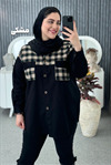 مانتو کتان خرجکار چهار خونه 9823