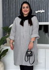 مانتو لینن راه راه جیب v کد 1083