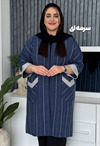 مانتو لینن راه راه جیب v کد 1083