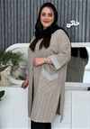 مانتو لینن راه راه جیب v کد 1083