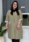 مانتو لینن راه راه جیب v کد 1083